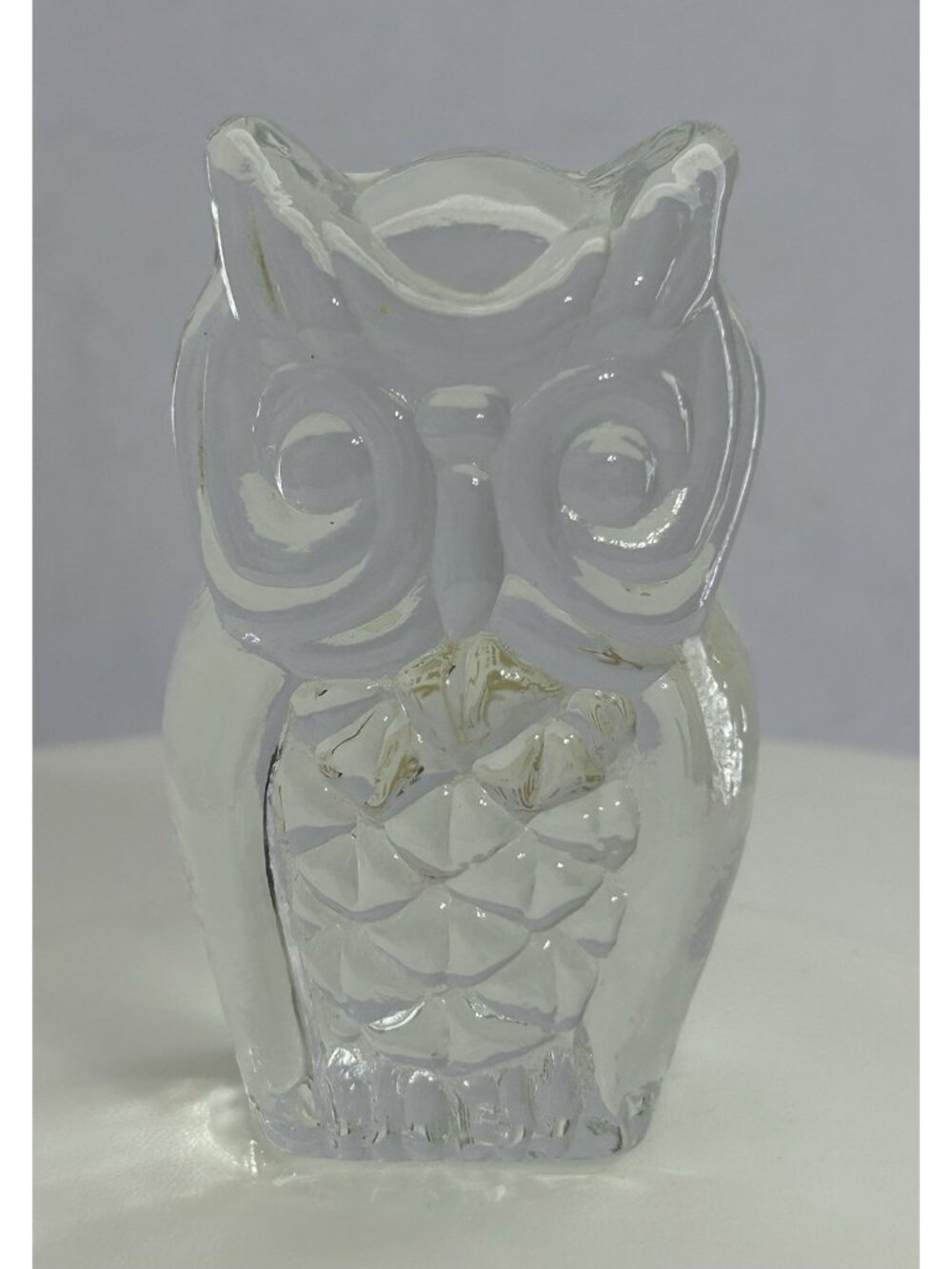 1970s Viking Clear Glass OWL Figurine Paperweight MCM Bookend Handmade USA 3.5" - Picture 2 of 9